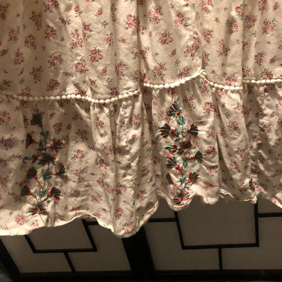 Floral Embroidery Rose Print Cotton Tiered Dress - Picture 4 of 9